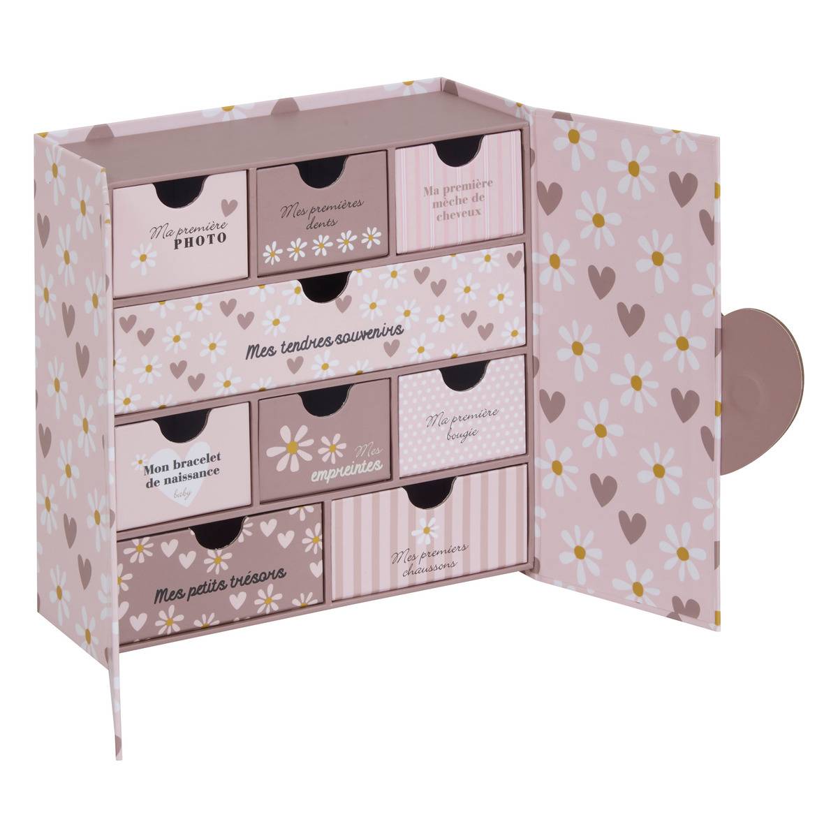 Coffret cadeau naissance 9 tiroirs CILIA rose, ATMOSPHERA FOR KIDS
