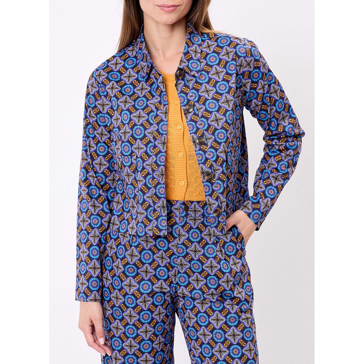 Veste courte coton stretch ALINE bleu marine nairobi, PRINCESSE NOMADE