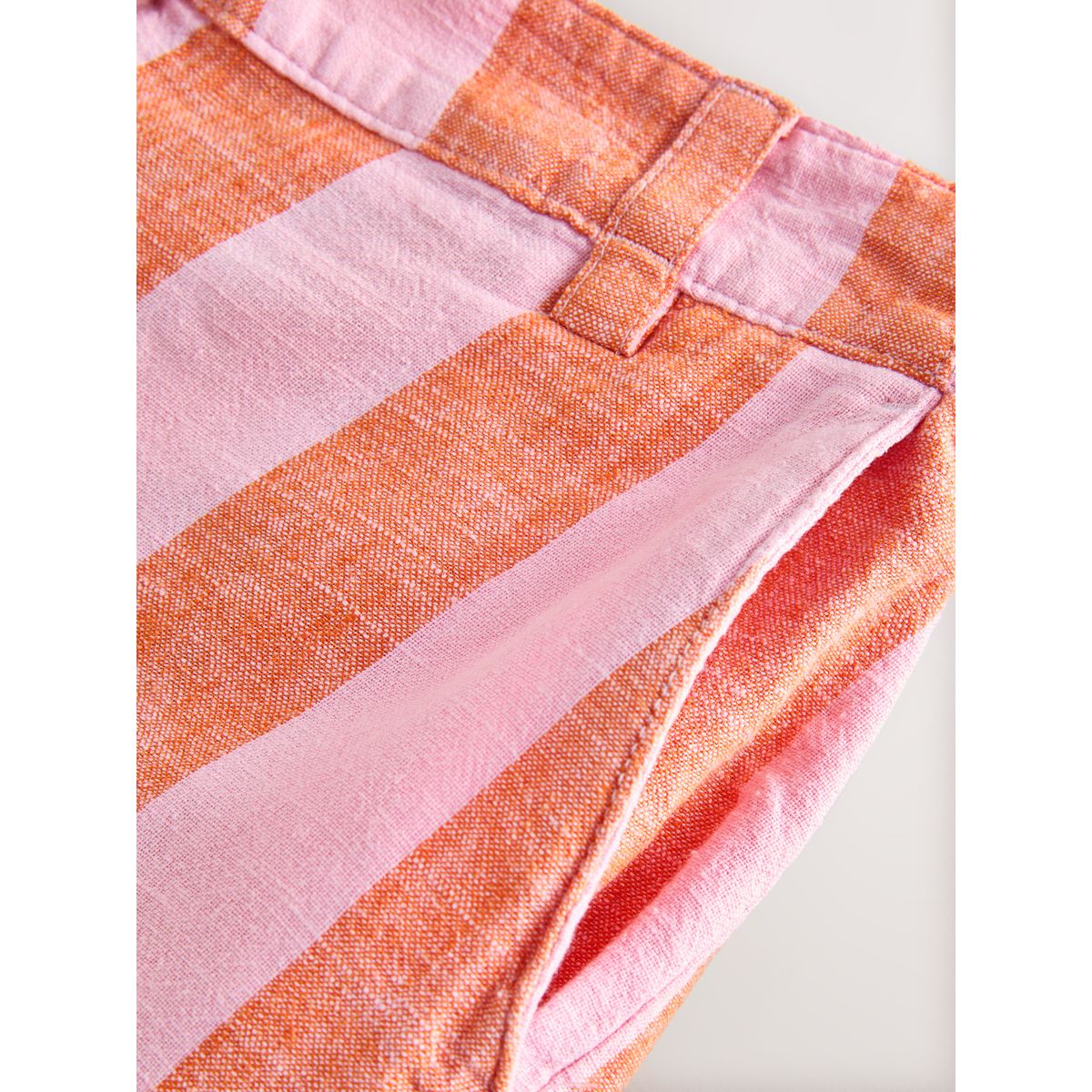 Pantalon large habillé en mélange de lin rose/orange rayé, NEXT