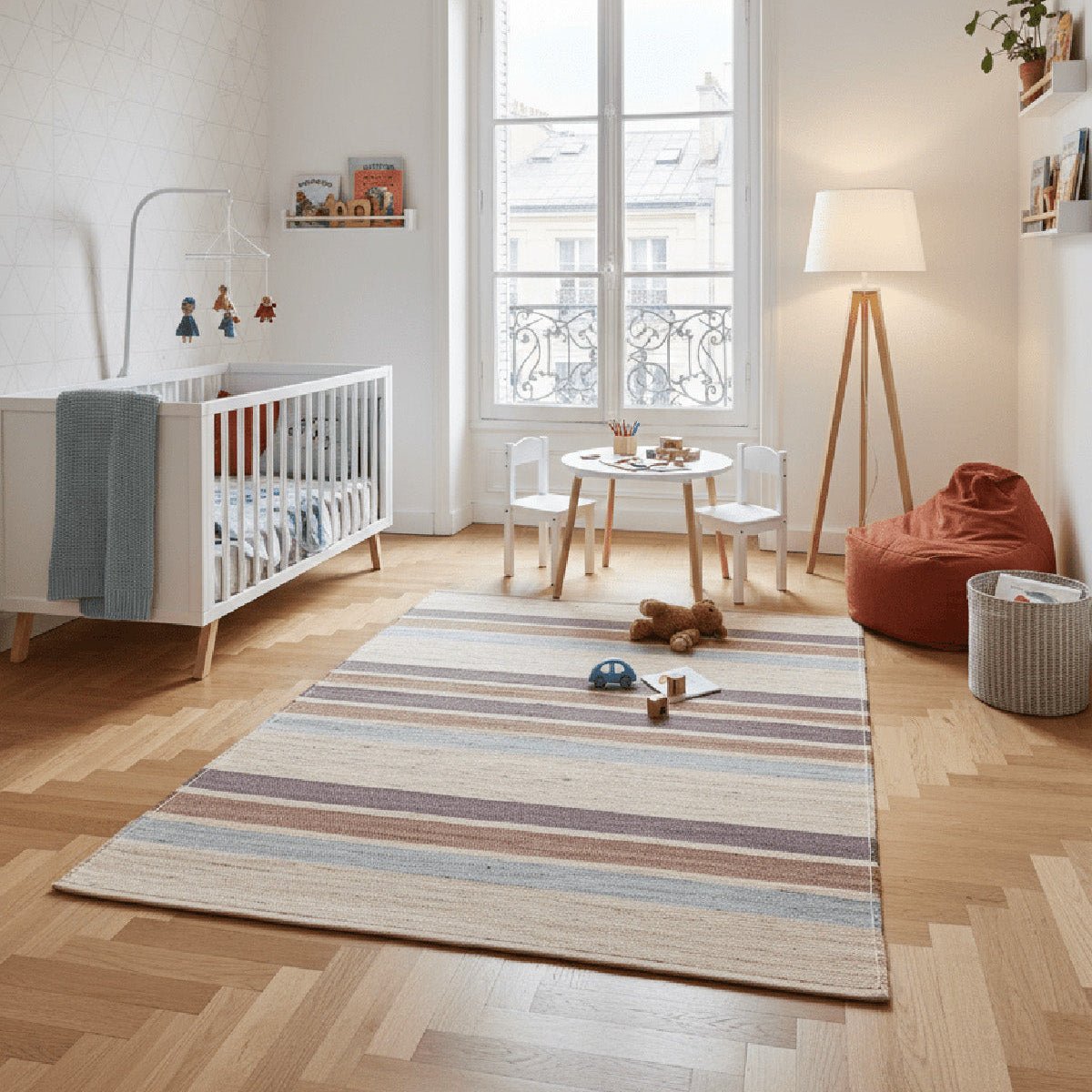 Tapis design en jute tissé main GARRIGUE palette colorée, AFK LIVING