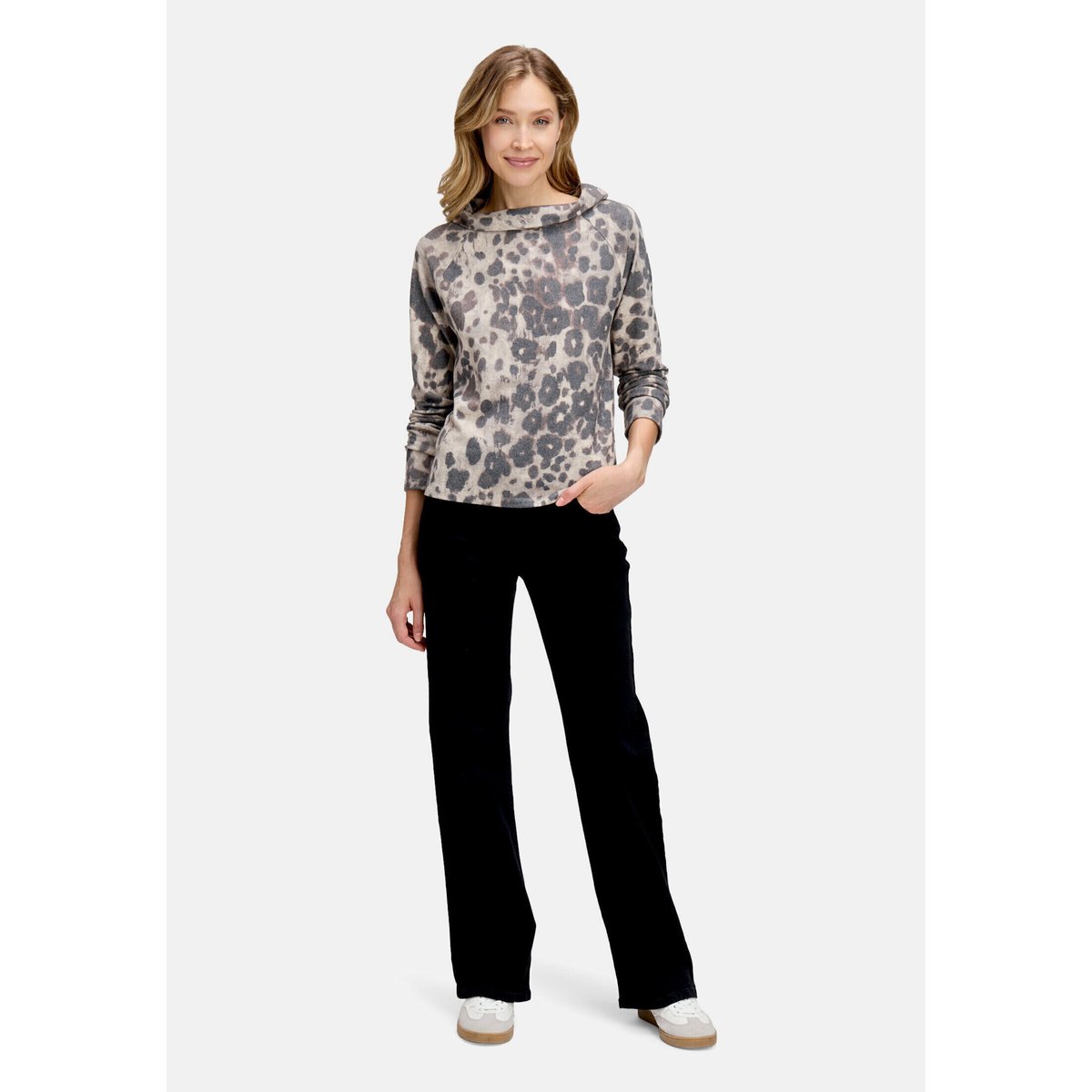 Sweat-shirt à col beige/taupe, BETTY BARCLAY
