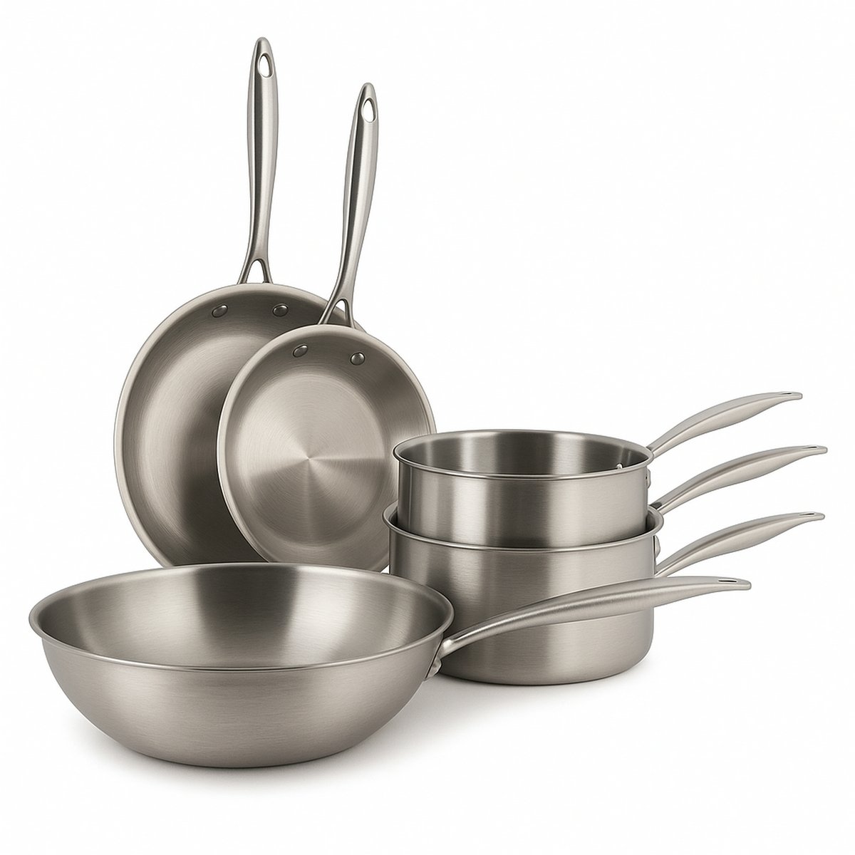 Batterie de cuisine 5 pièces en acier inoxydable, TRIPLY inox, MENASTYL