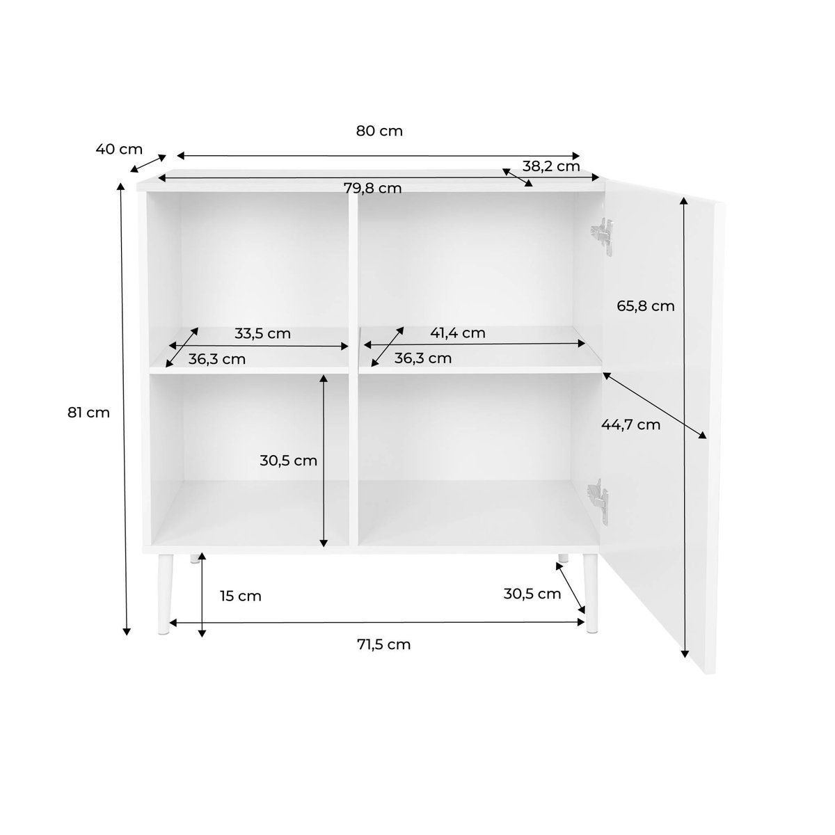 Buffet, meuble de rangement décor bois piétement métal 1 porte 80cm ASHTON gris, SWEEEK