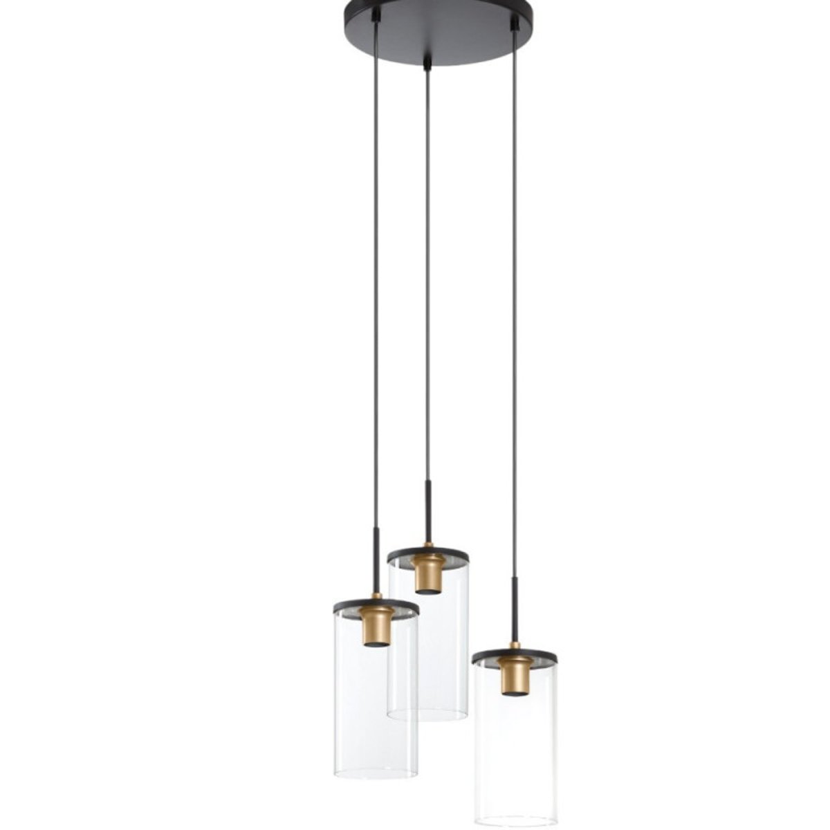 Suspension 3 lampes en verre D35 cm TRIO noir, MILLUMINE