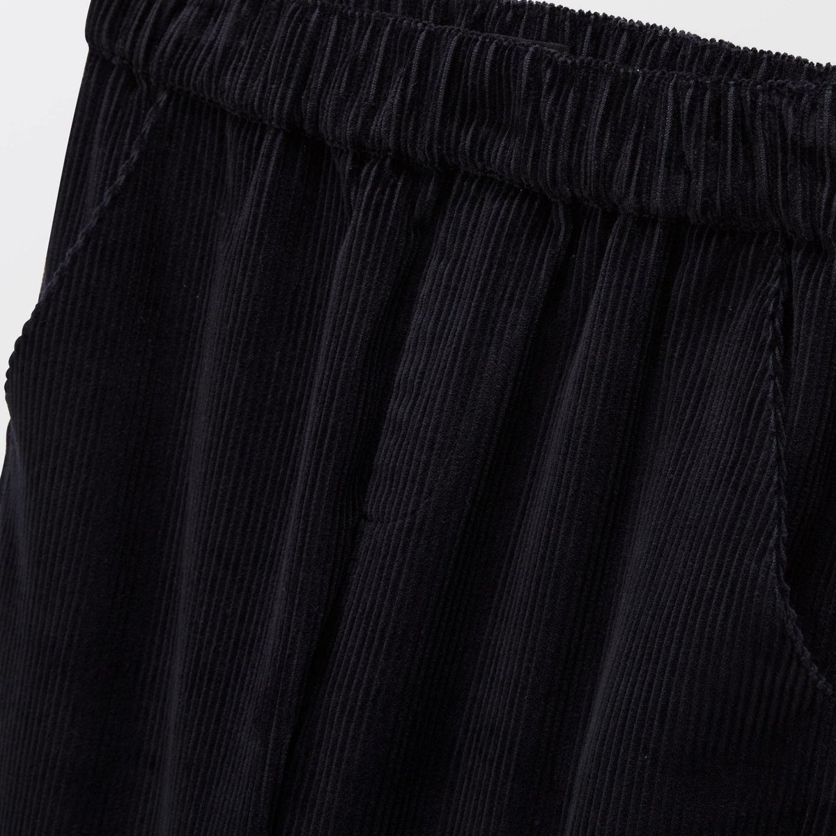 Pantalon droit élastiqué en velours côtelé marine, MONOPRIX