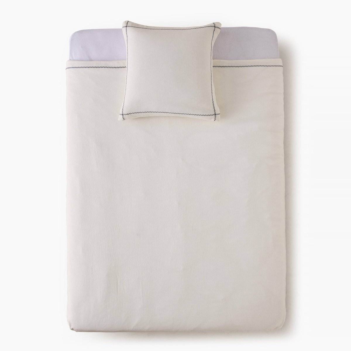 Housse de couette gaze brodée, 240x220cm, 100% coton bio, OEKOTEX, GOTS off white, MONOPRIX