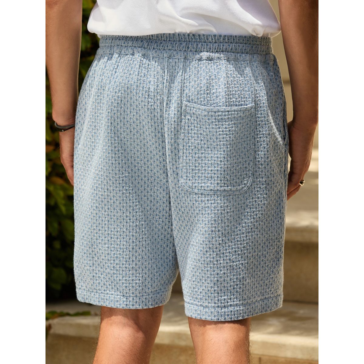 Short texturé gaufré avec cordon de serrage bleu, NEXT