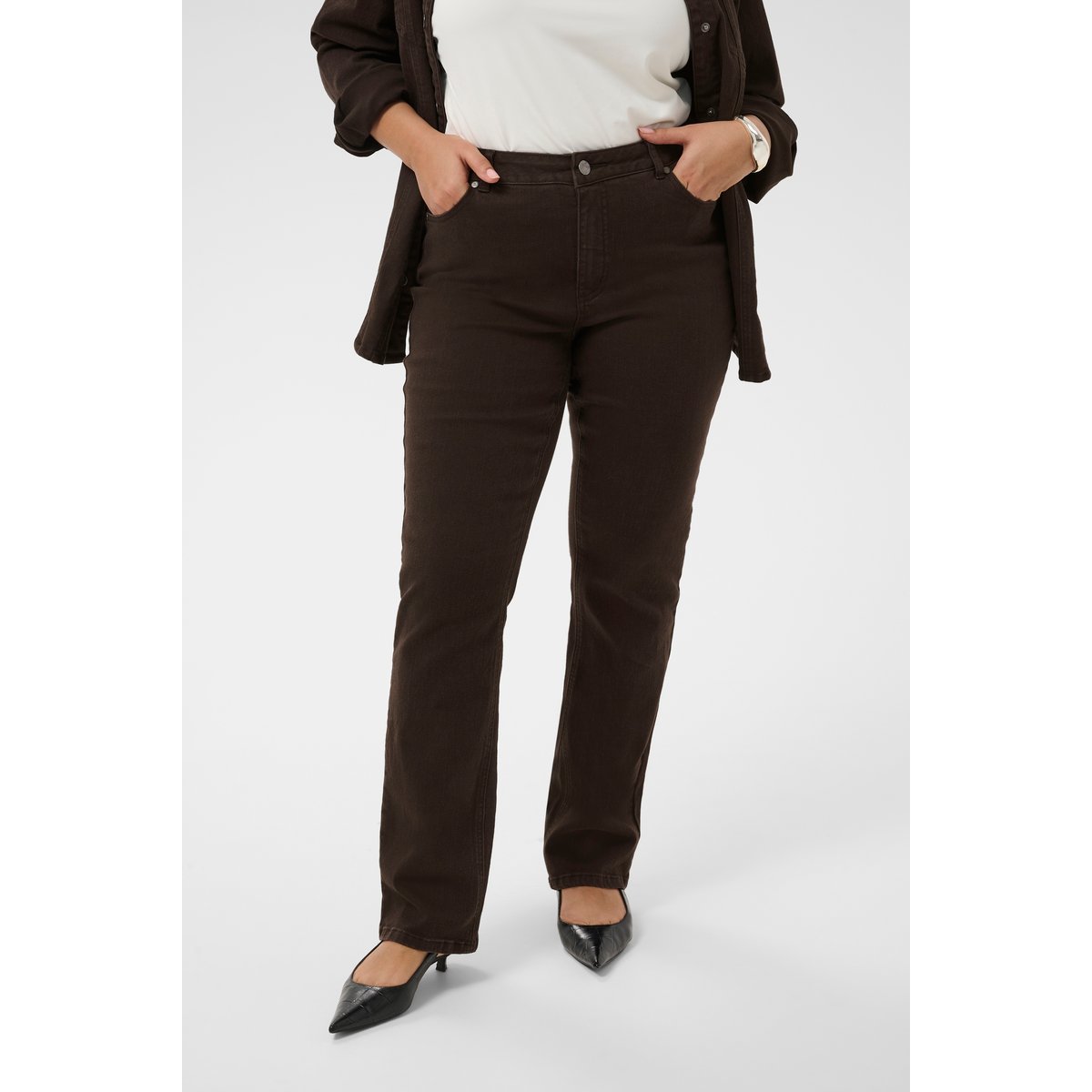 Jeans marron coffee bean, KAFFE CURVE