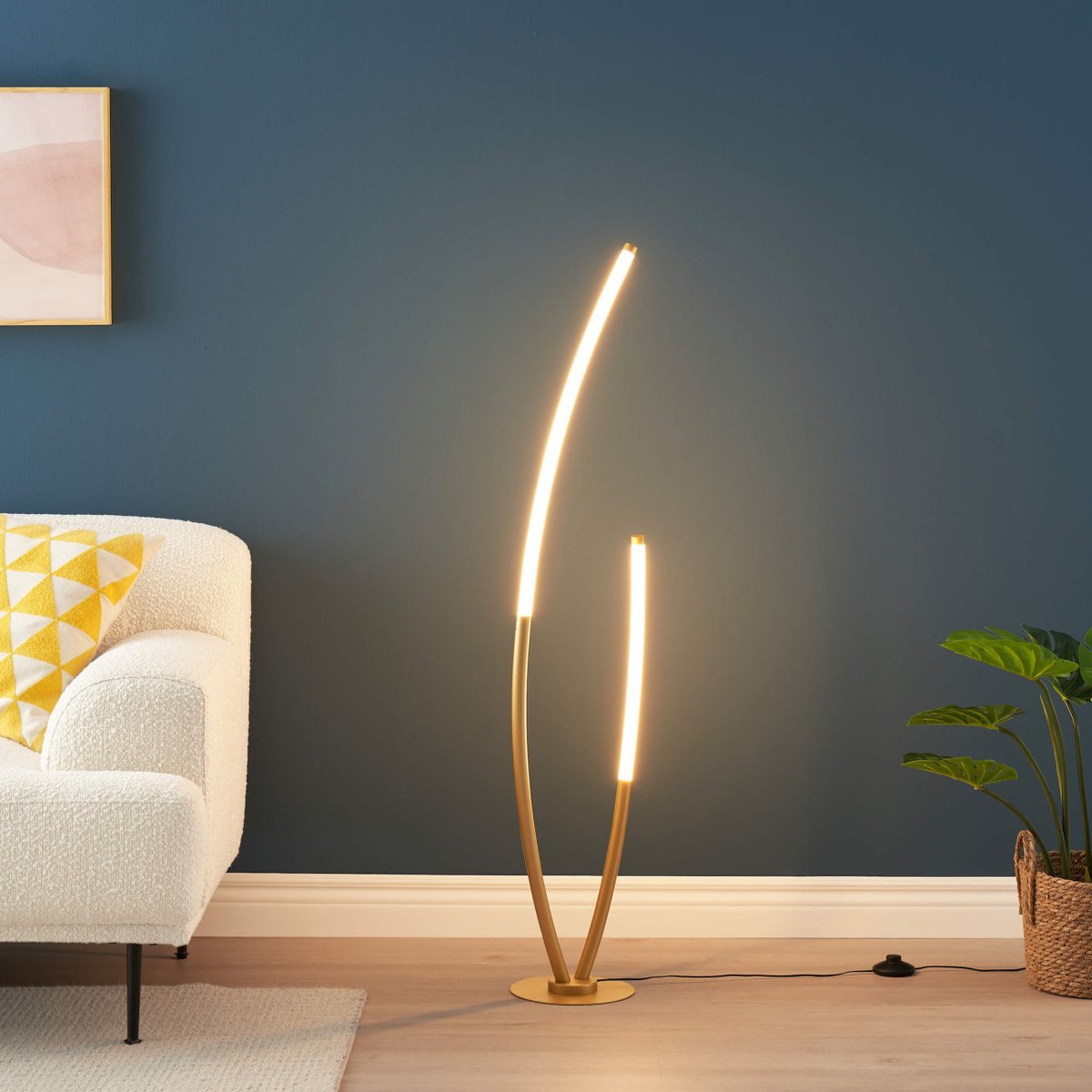 Lampadaire design avec LED intégrée - MOA doré / laiton, KOSILUM