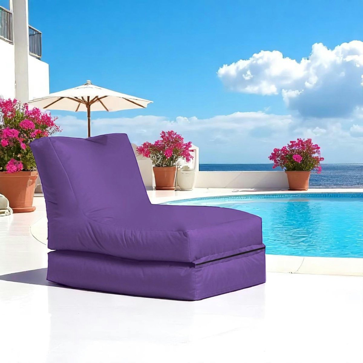 Chilienne de jardin dépliable en tissu imperméable ARTA violet, PIER IMPORT