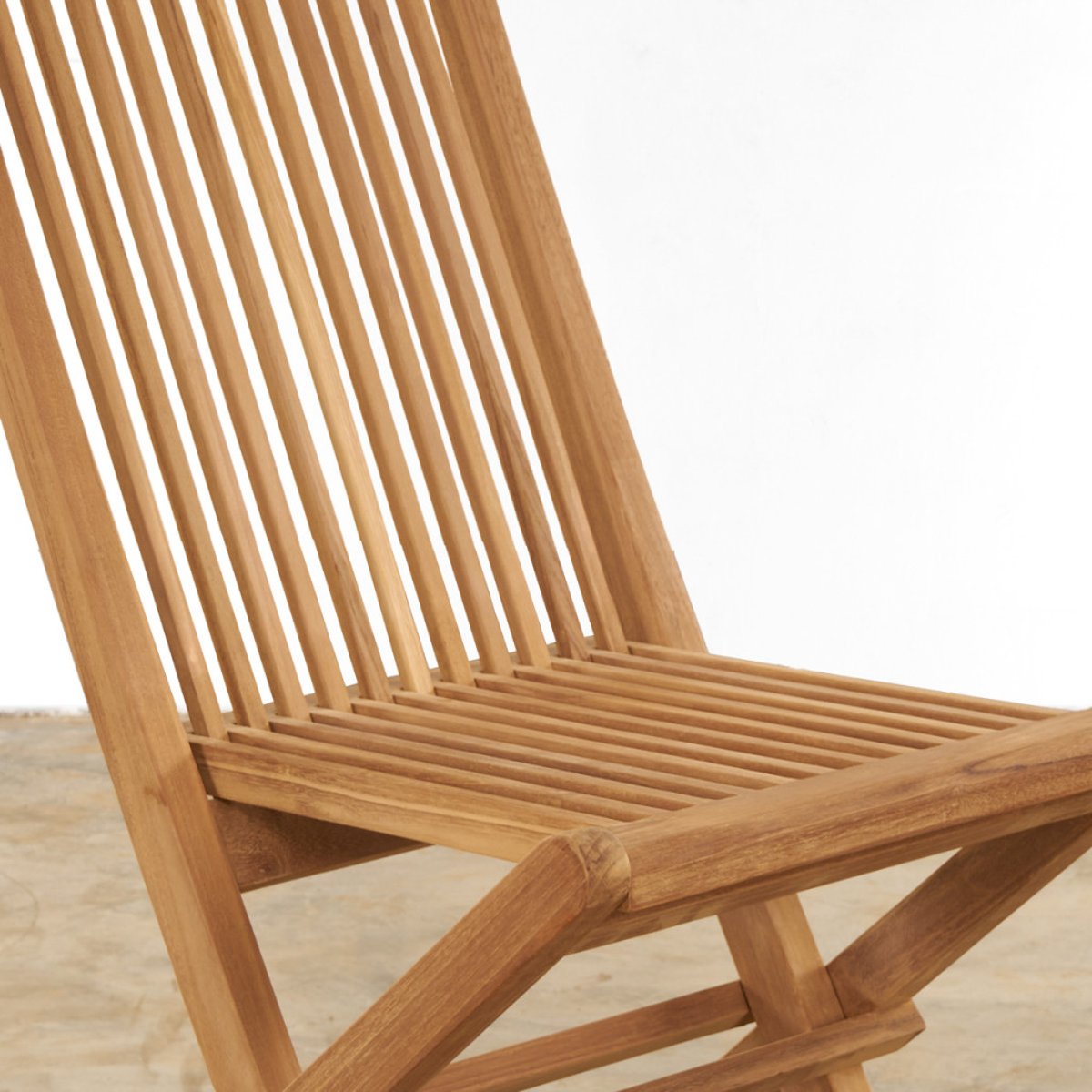 Ensemble de 2 chaises pliantes en teck massif Audrey naturel, WANDA COLLECTION