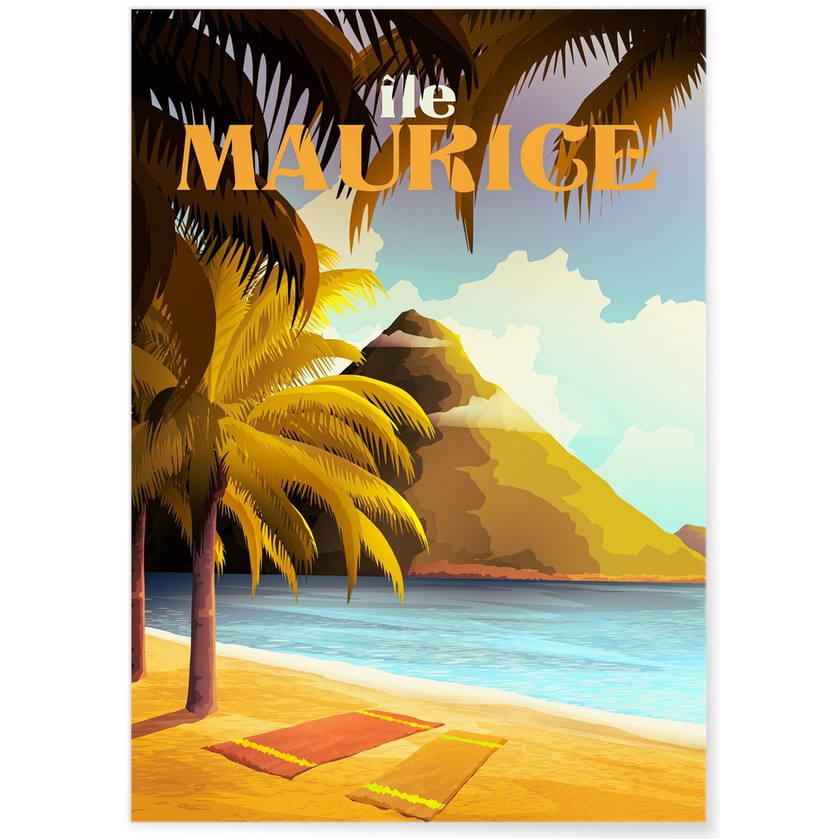Affiche Île Maurice blanc, L'AFFICHERIE