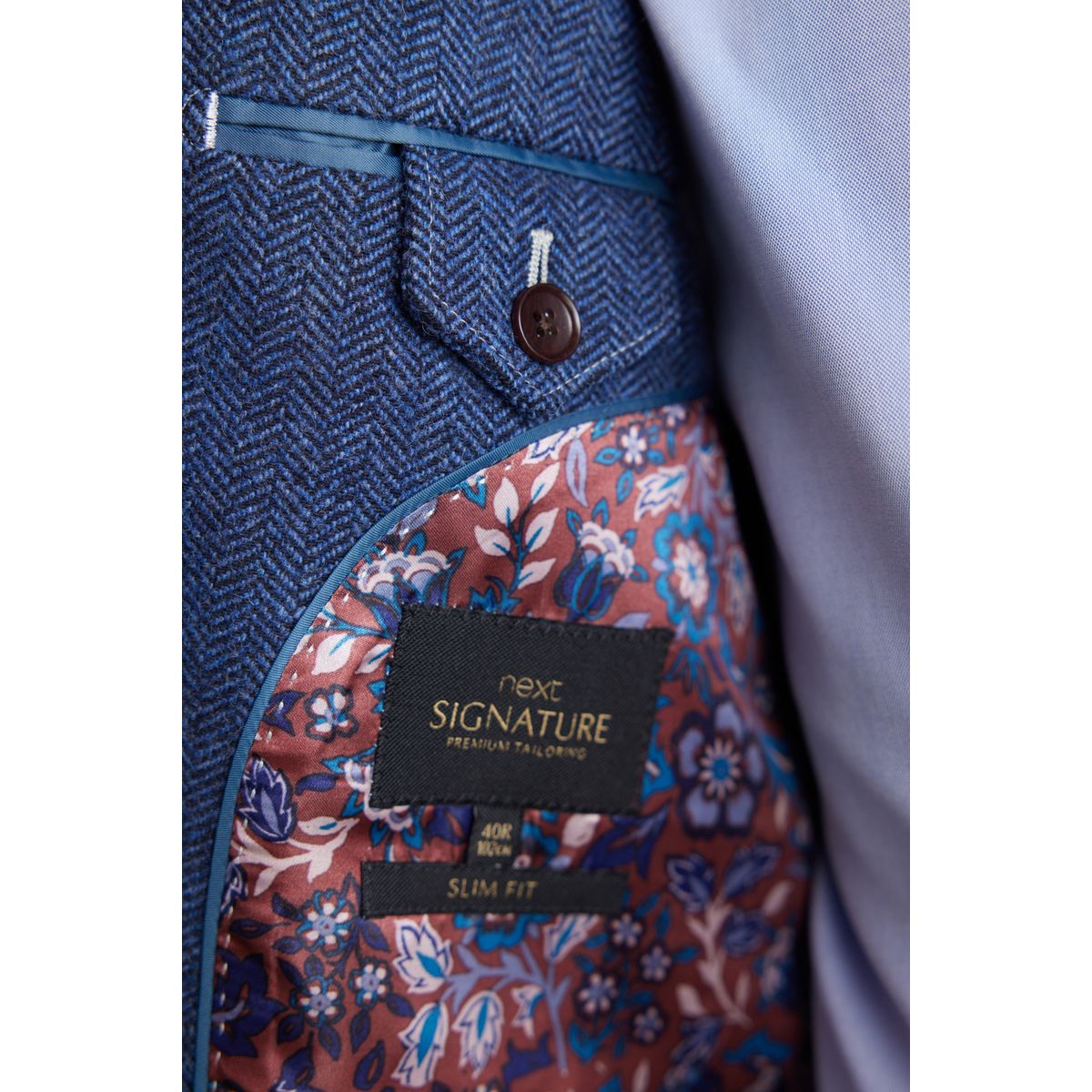 Blazer à chevrons coupe droite bleu, NEXT