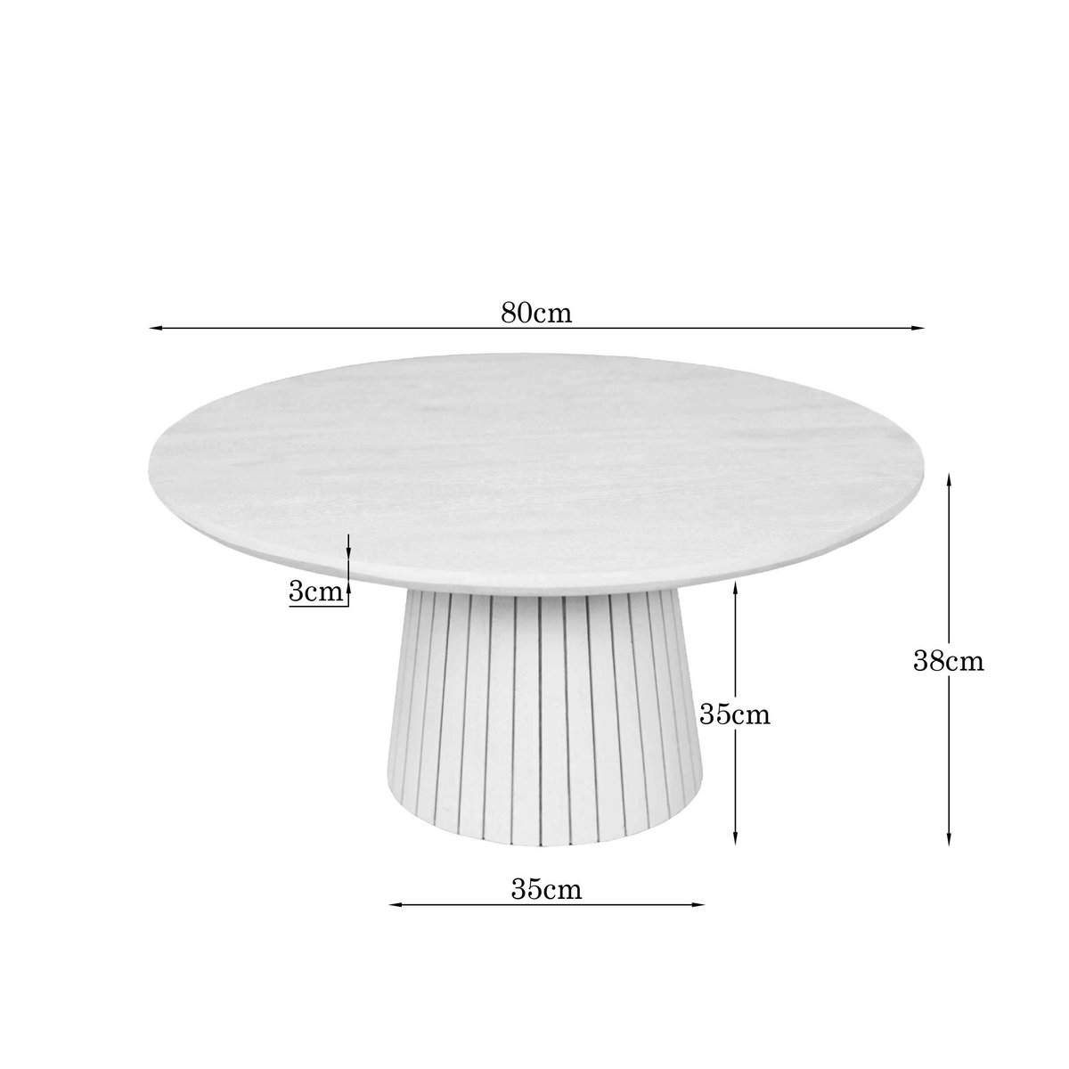 Table basse ronde bois marron à pied rainuré Ø80 cm CALERO marron, PIER IMPORT