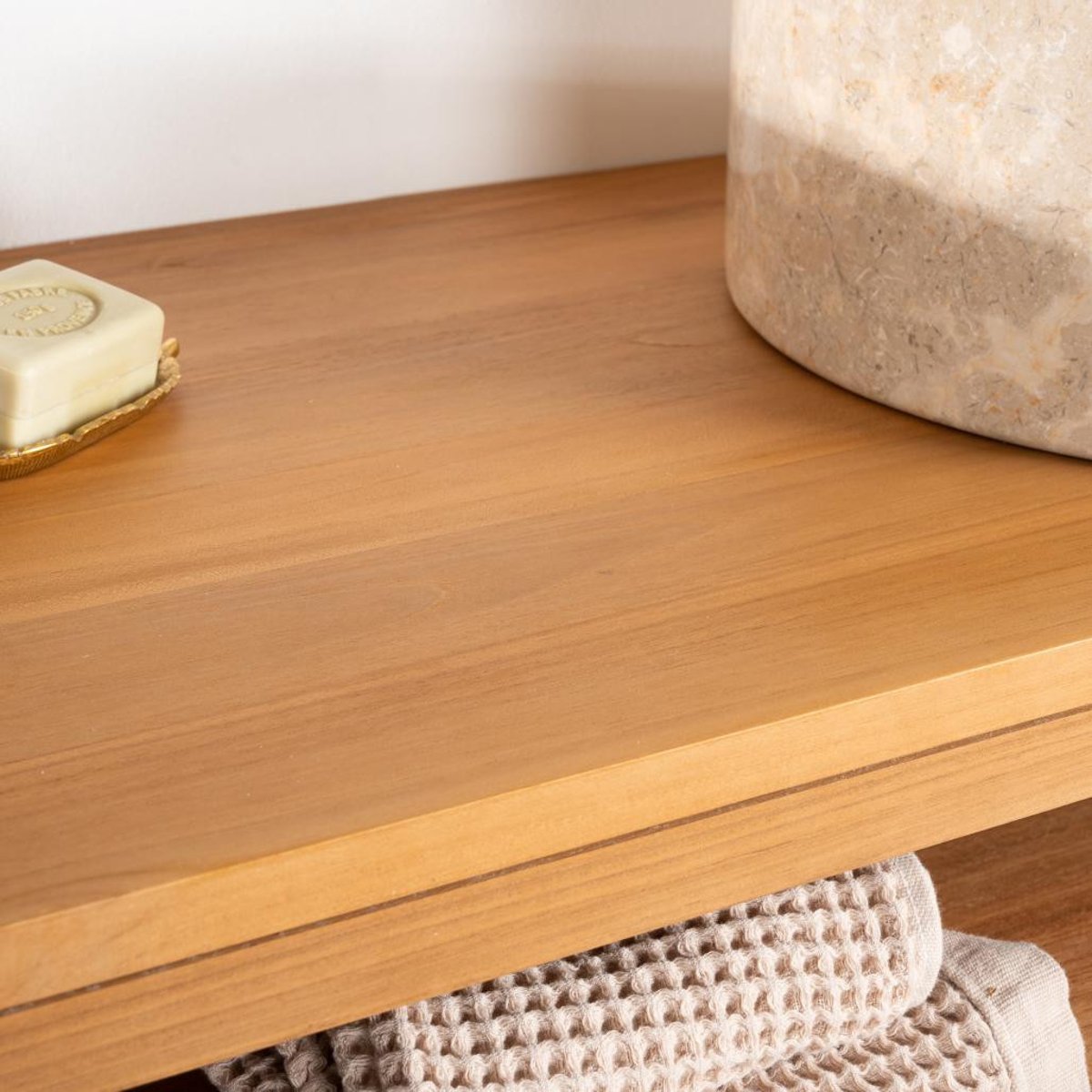 Meuble en teck rectangle sous vasque 130 cm MYA naturel, WANDA COLLECTION