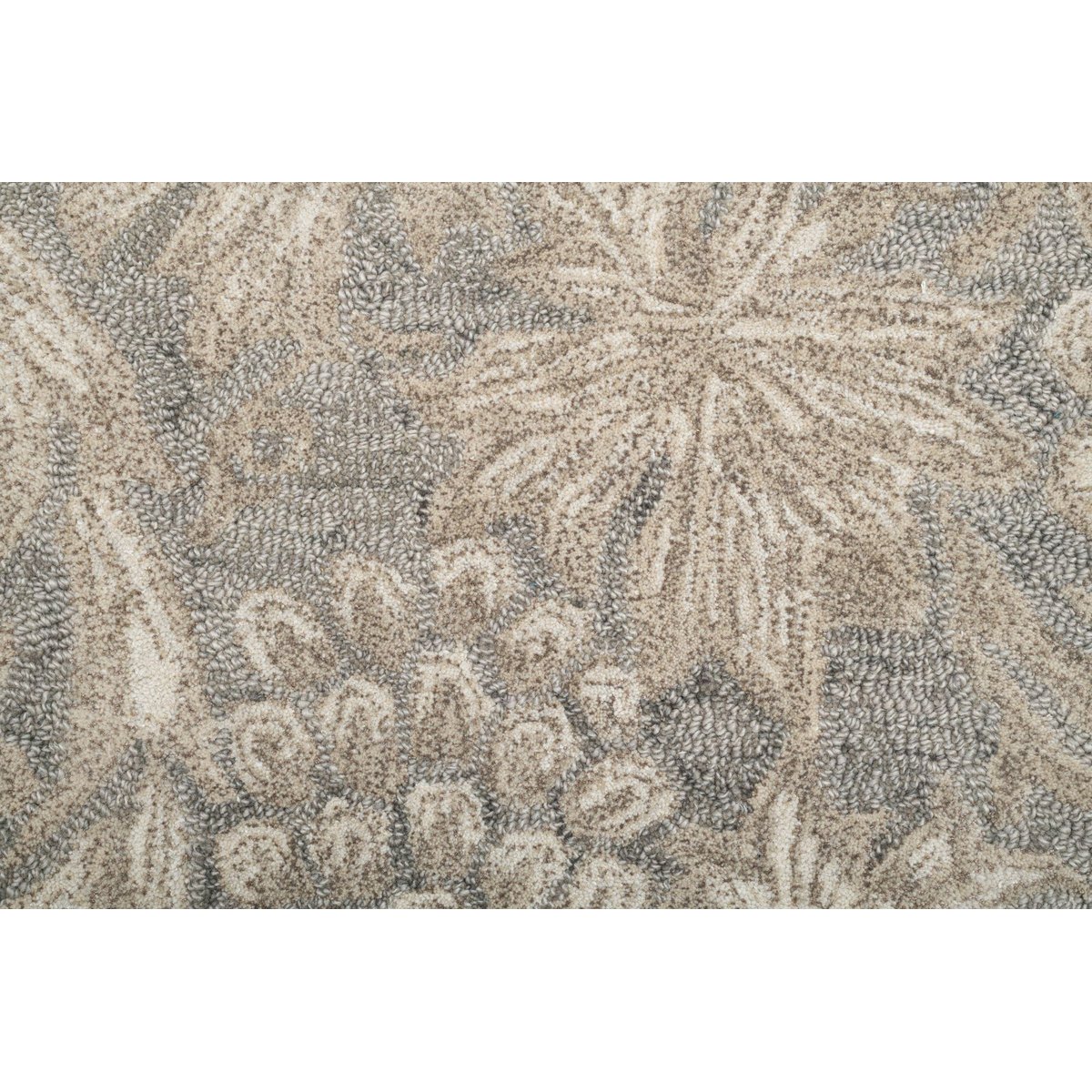 Tapis tufté main en laine vierge et viscose beige, THEKO