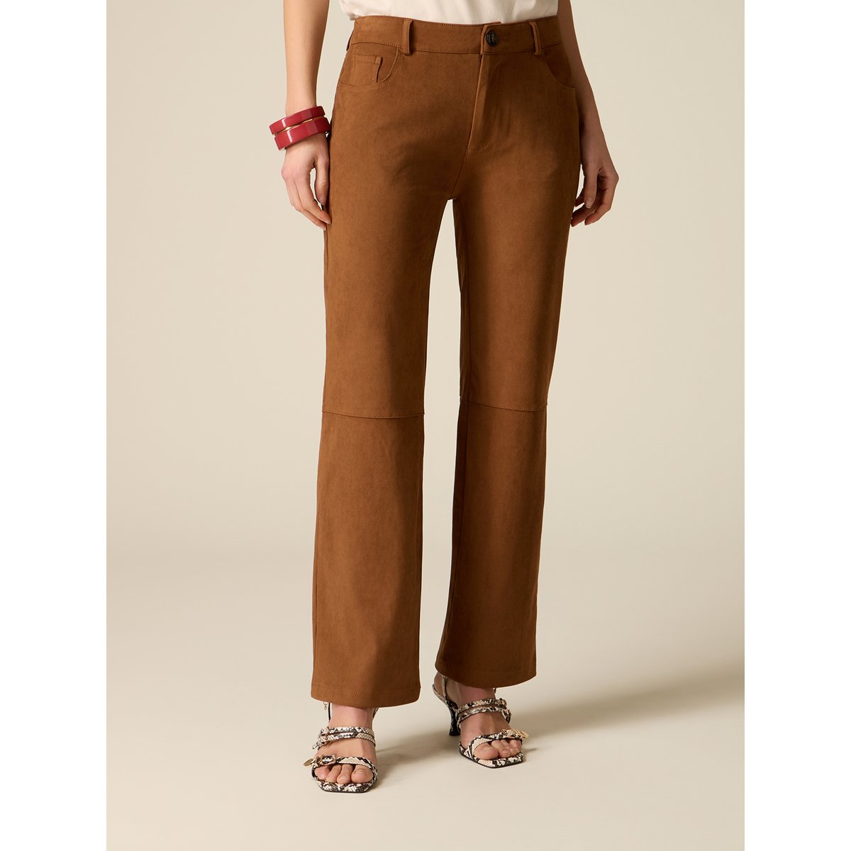 Pantalon évasé marron, OLTRE