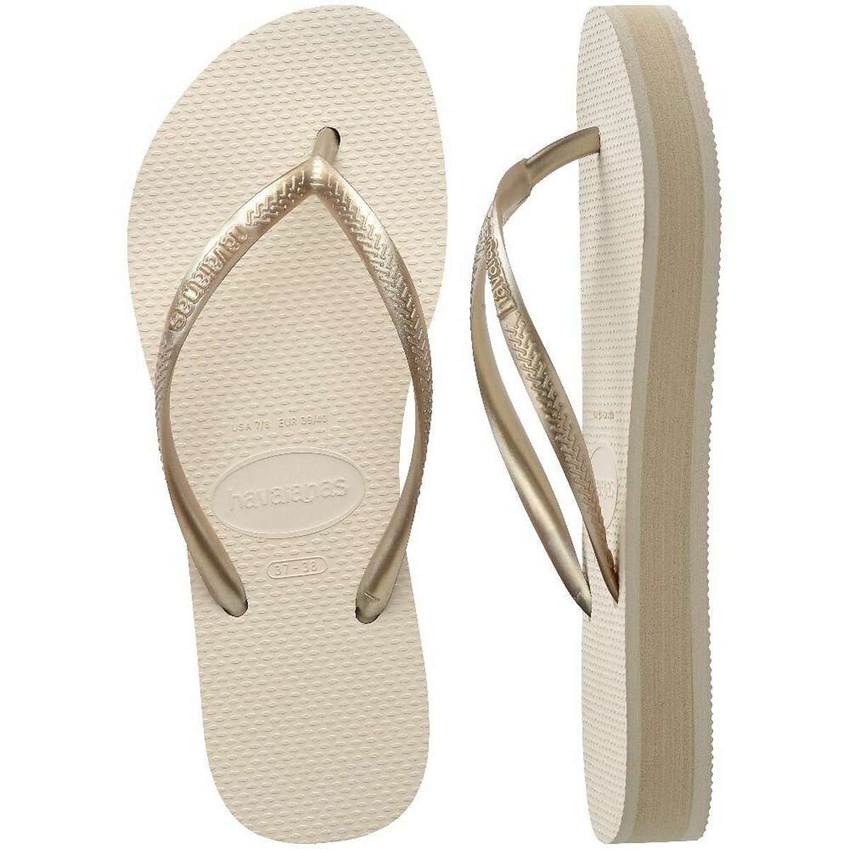 Slim Fit Flatform Flip Flops beige, HAVAIANAS