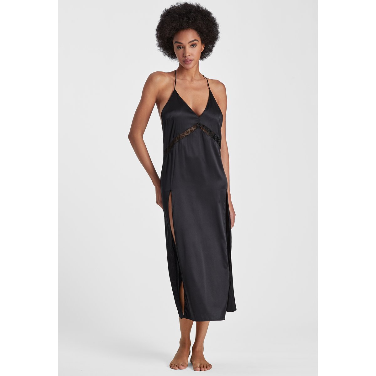 Nuisette longue Silk Desire noir, AUBADE