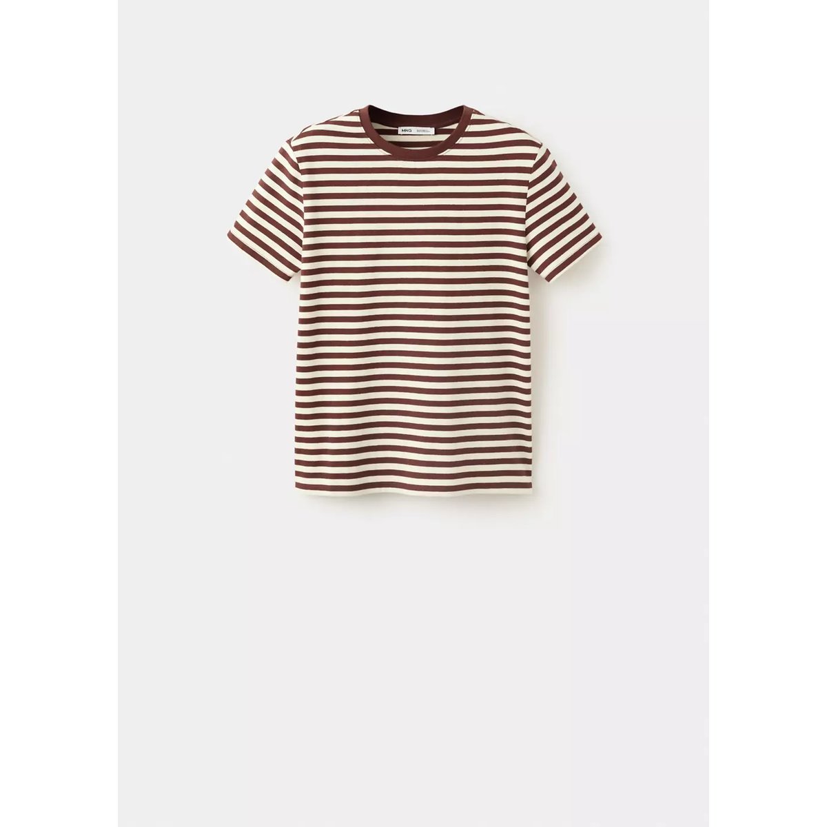 T-shirt coton à rayures marron, MANGO