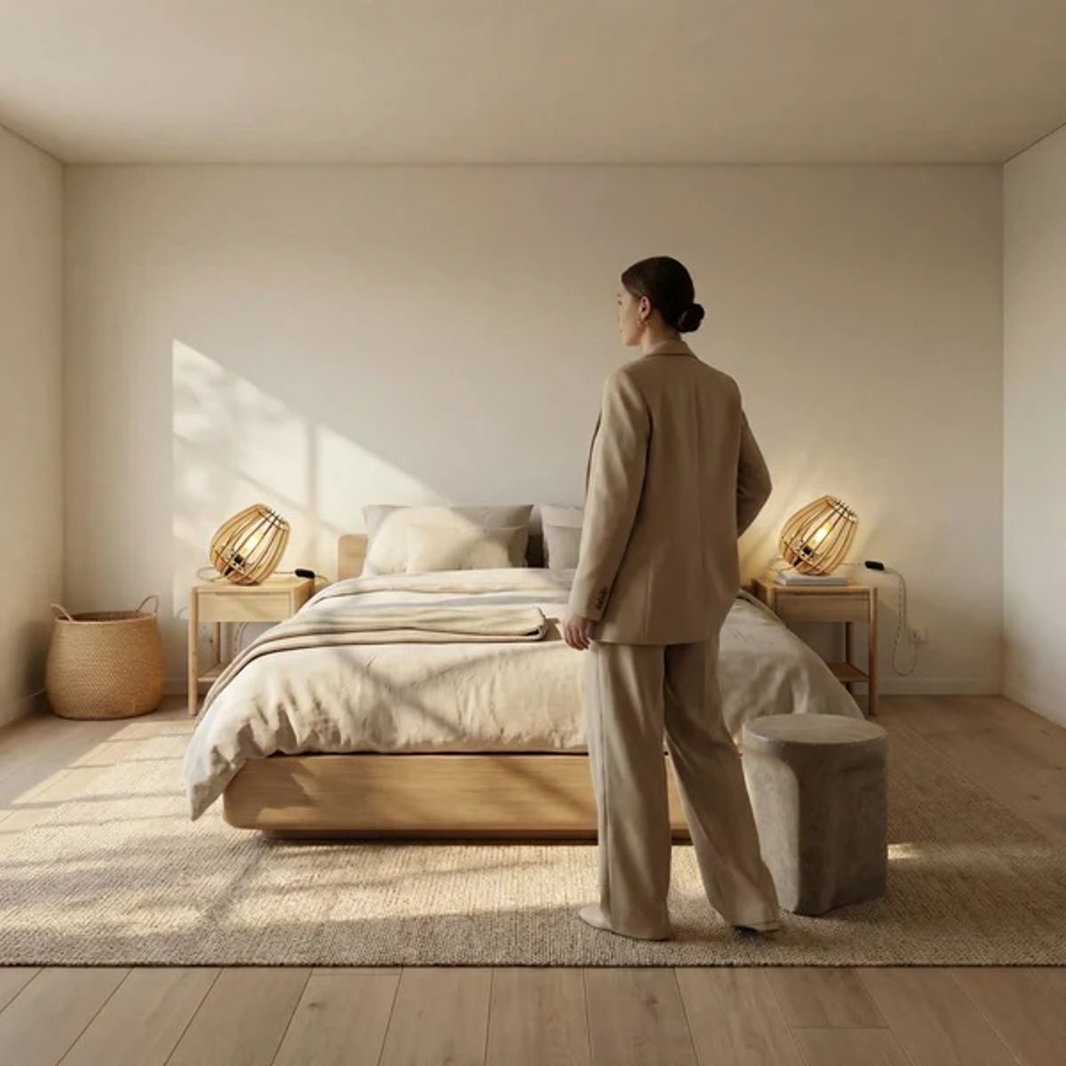 Lampe de table en bois de peuplier ATOME bois clair, ATELIER LOUPIOTE