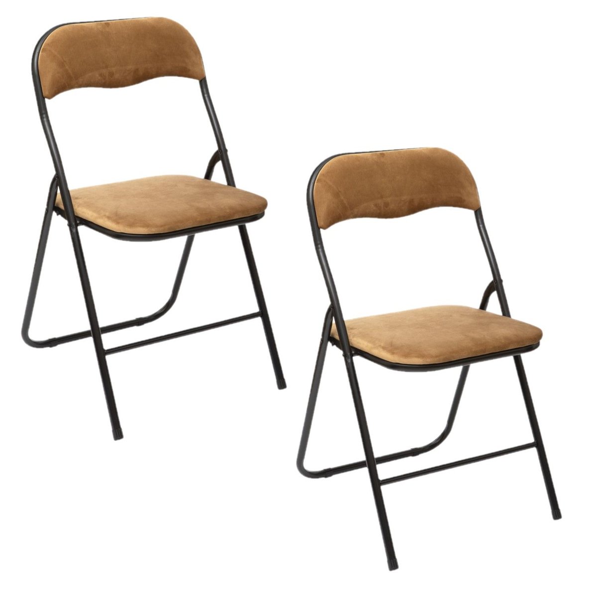 Lot de 2 chaises pliantes compactes en velours or, TOILINUX