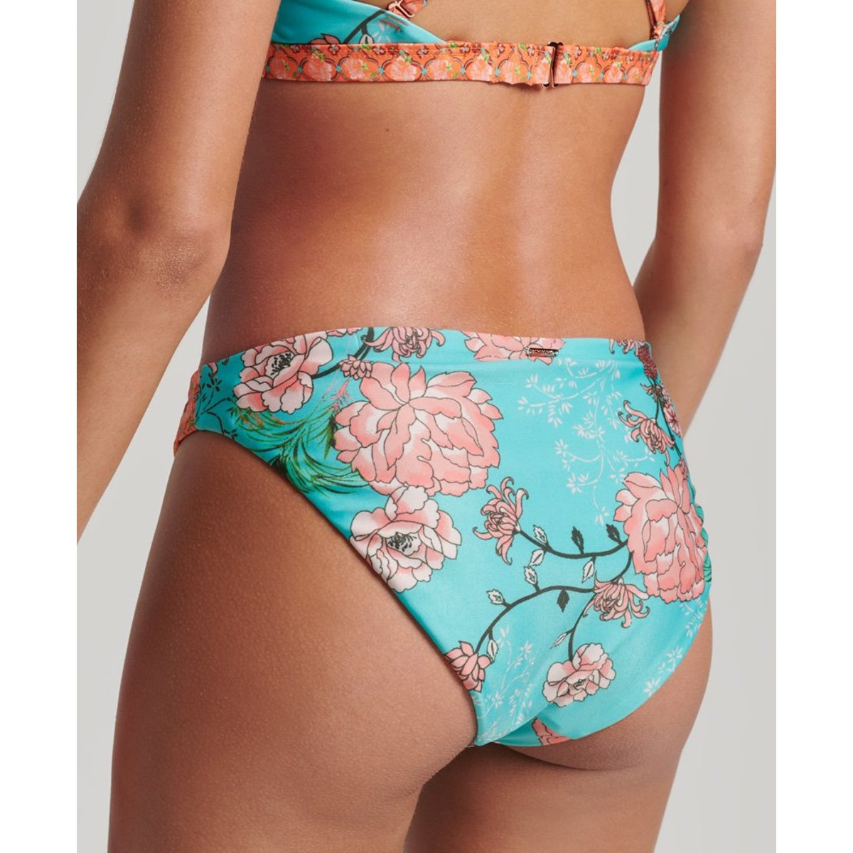 Bas de bikini Vintage Surf turquoise pivoine, SUPERDRY