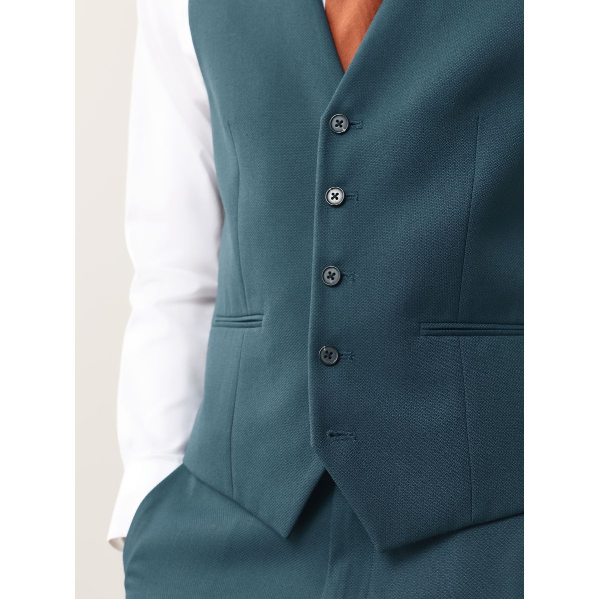 Gilet de costume texturé bleu sarcelle, NEXT