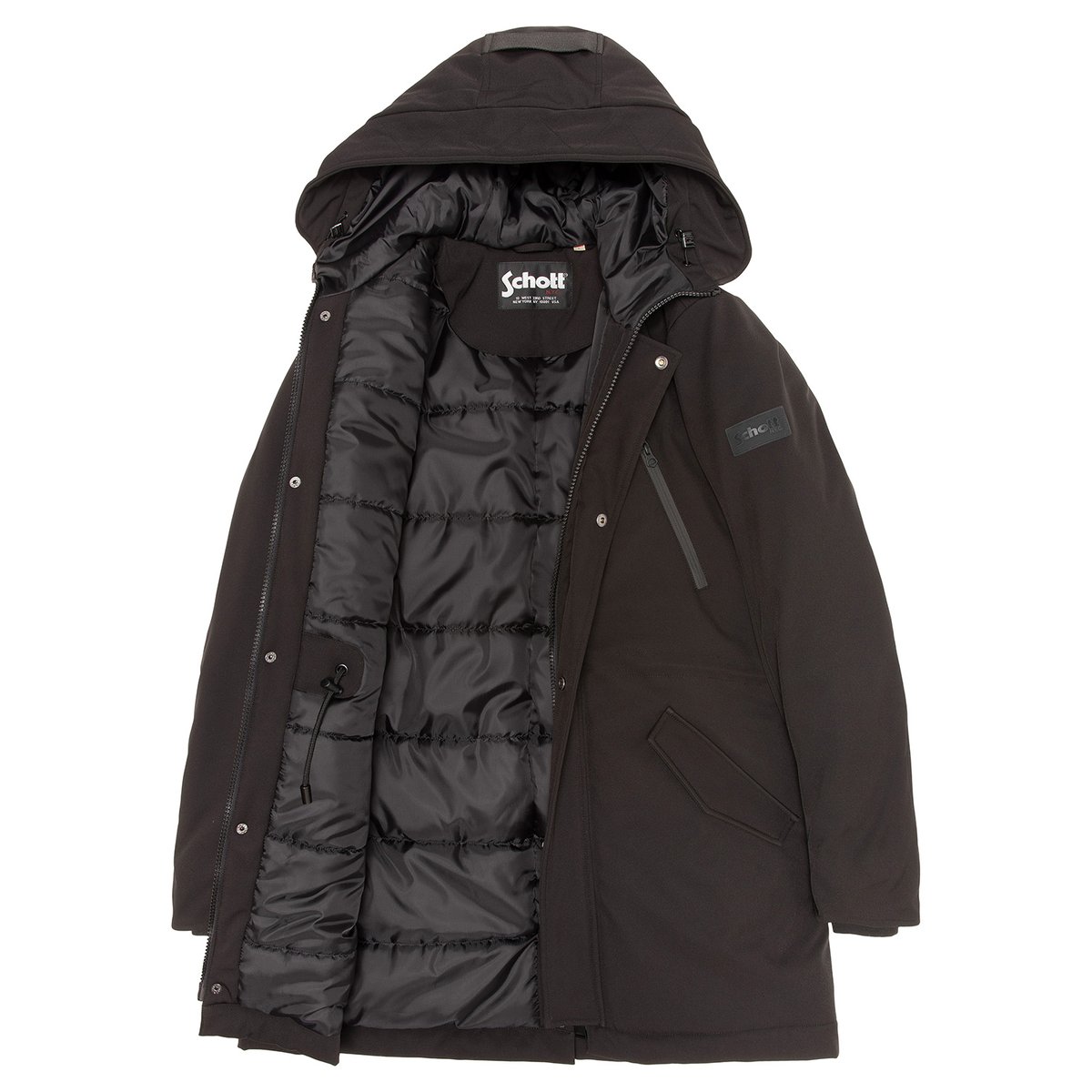 Parka à capuche noir, SCHOTT