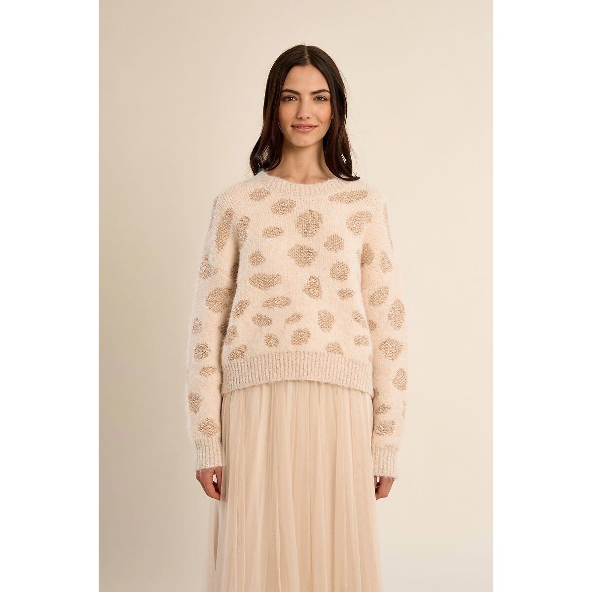 Camisola estampada, gola redonda cru, MOLLY BRACKEN