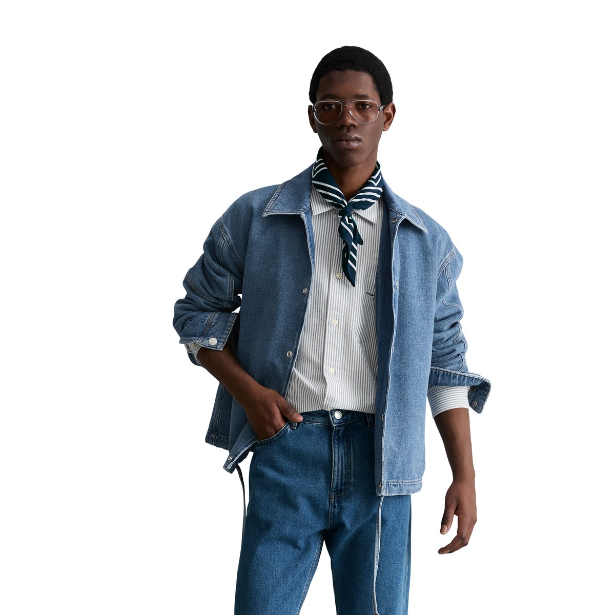 Veste en jean regular avec fibres d'ananas bleu moyen, MARC O’POLO DENIM