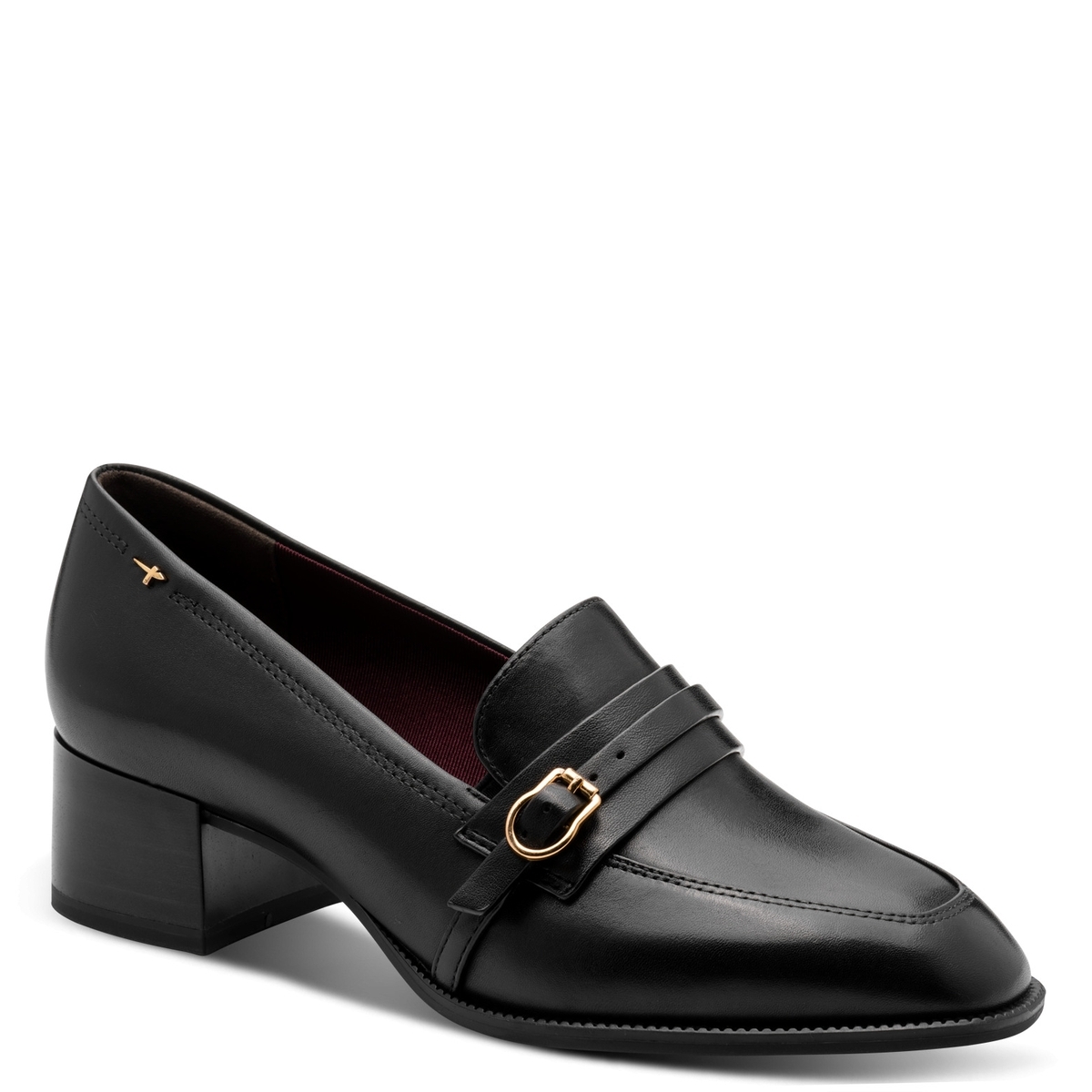 Trotteur talon bloc noir cuir, TAMARIS