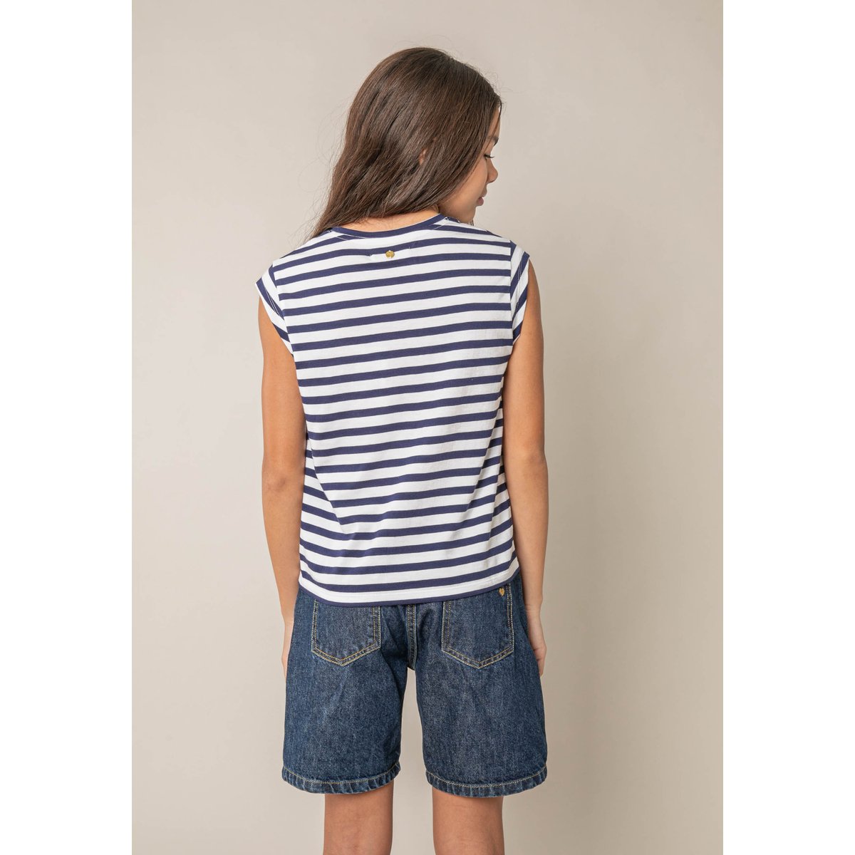 T-shirt fille en coton VAMIKA marine, DEELUXE