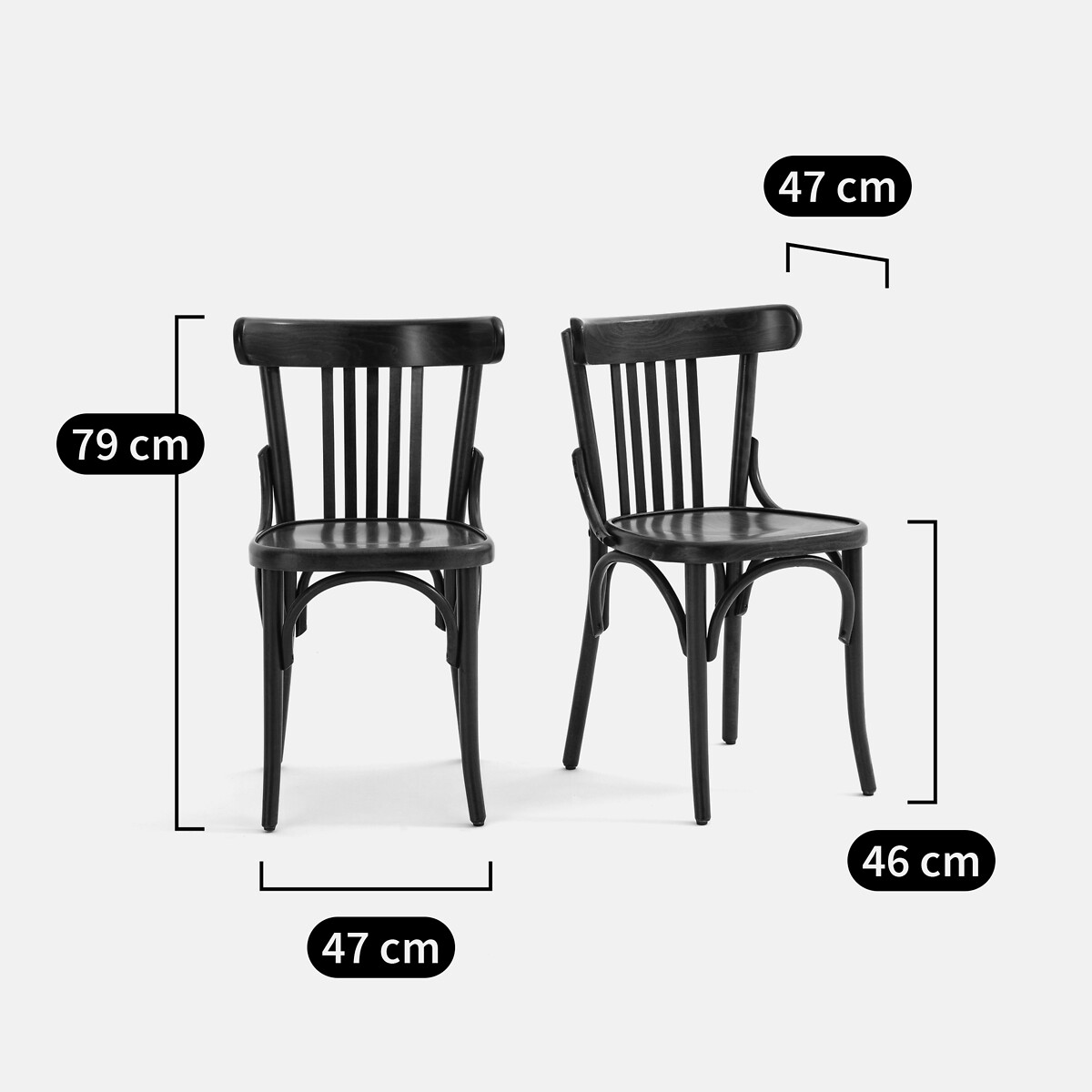Lot de 2 chaises à barreaux, Bistro noyer, LA REDOUTE INTERIEURS