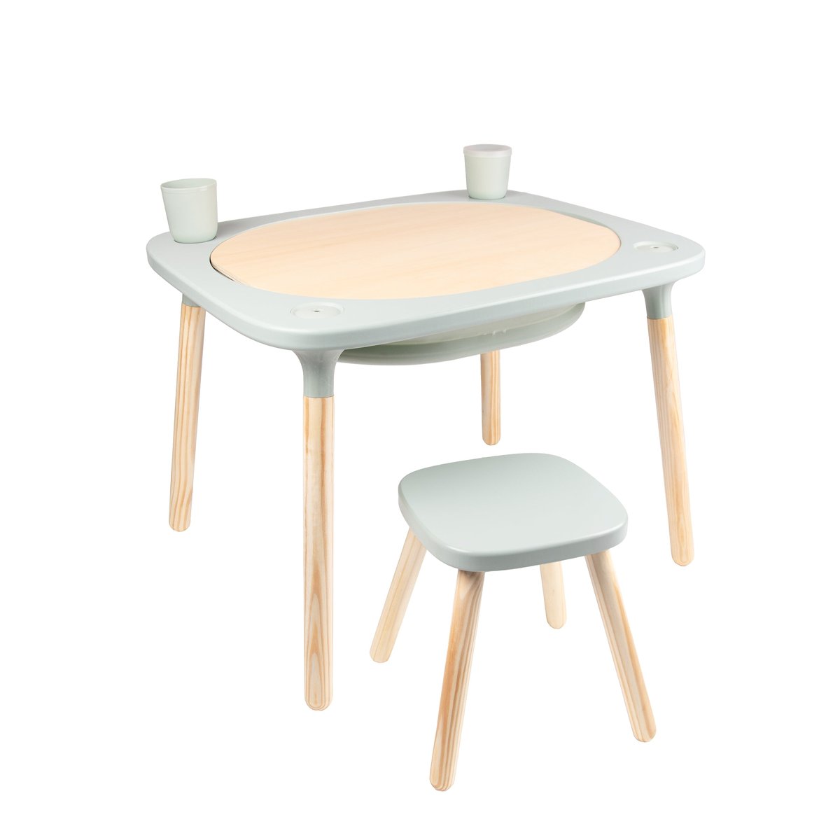 Table de jeux 4 en 1 avec tabouret vert sauge, ACTIVE TOTS