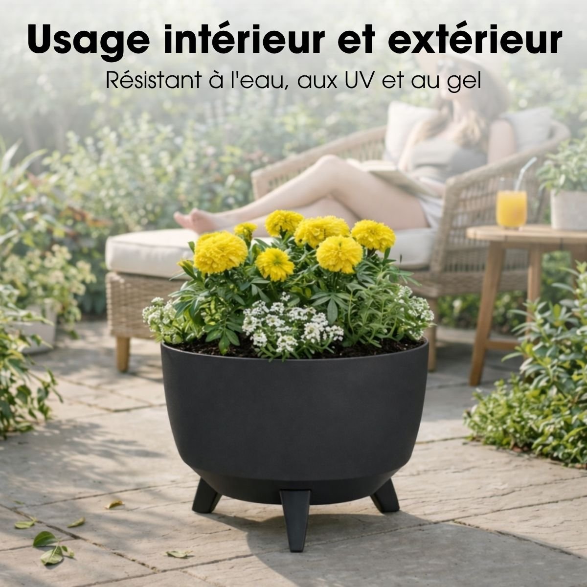 Bac à plantes DOPPIO anthracite, MICA DECORATIONS
