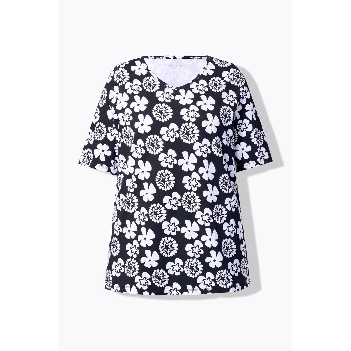 T-shirt à fleurs noir, ULLA POPKEN