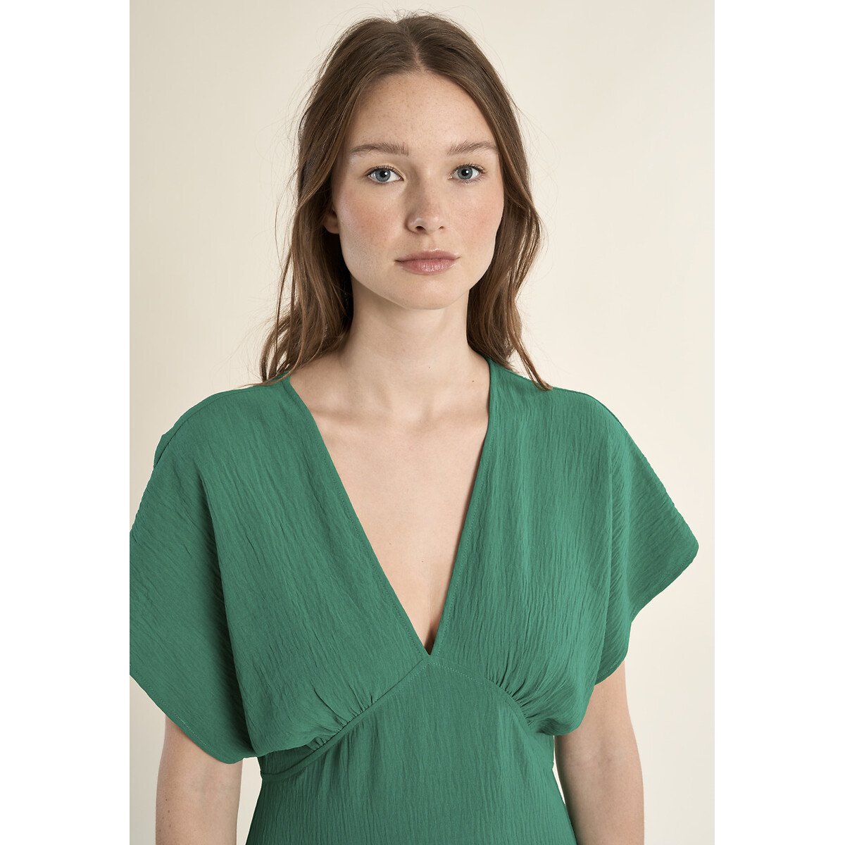 V-Neck Short Sleeve Maxi Dress dark green/light green, MOLLY BRACKEN