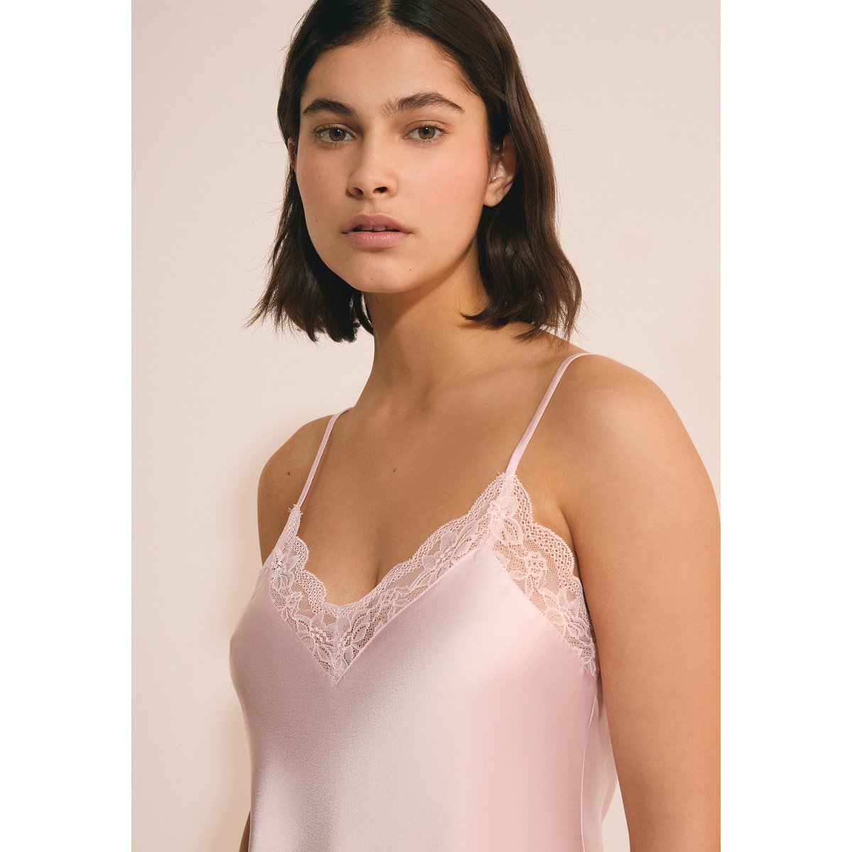 Nuisette courte satinée DESIRE rose, ETAM