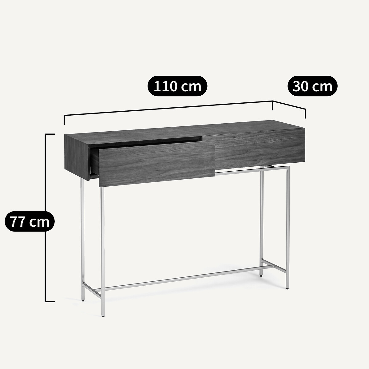 Console noyer, 2 tiroirs, Oreko noyer, AM.PM