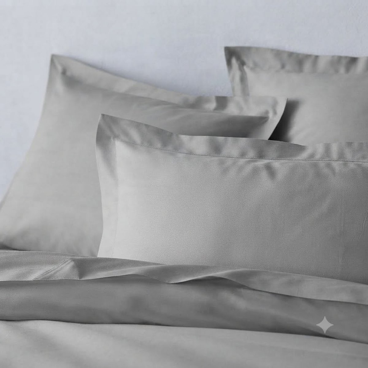 Taie d'oreiller en satin de coton gris, EDEN