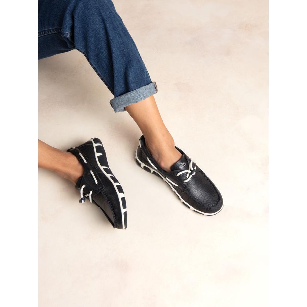 Chaussures bateau JANAELE bleu / blanc, TBS