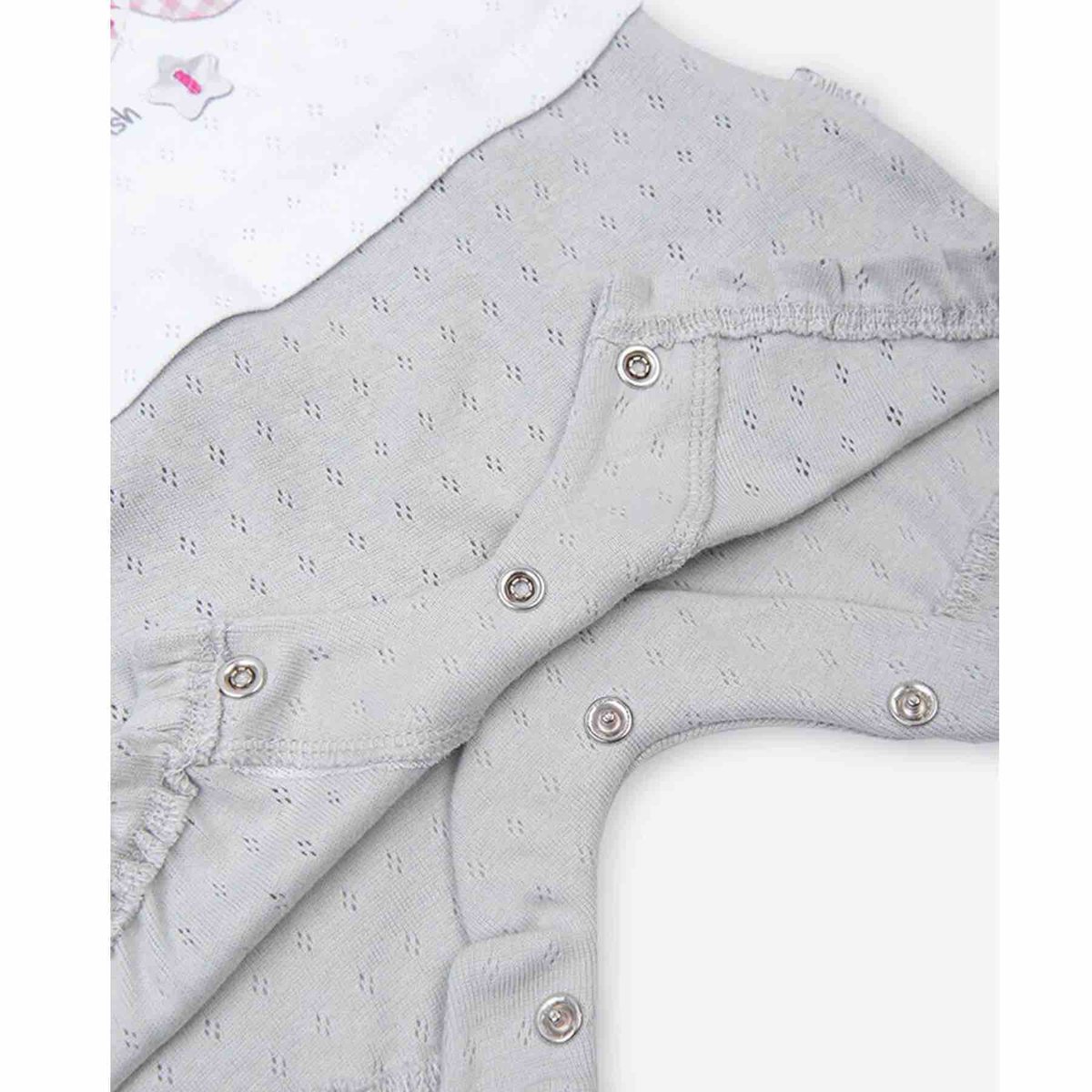 Combishort en coton jacquard biologique, Doris blanc / gris, KITIKATE