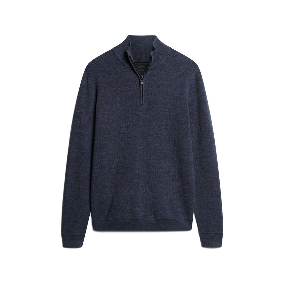 Pull semi-zippé en laine mérinos bleu marine intense, SUPERDRY