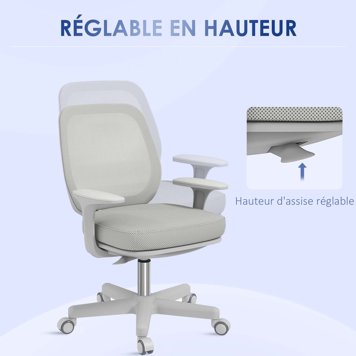 Chaise de bureau Maille Gris gris, HOMCOM