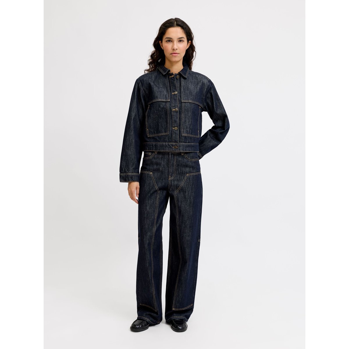 Jean À Coupe Large dark blue denim, JJXX
