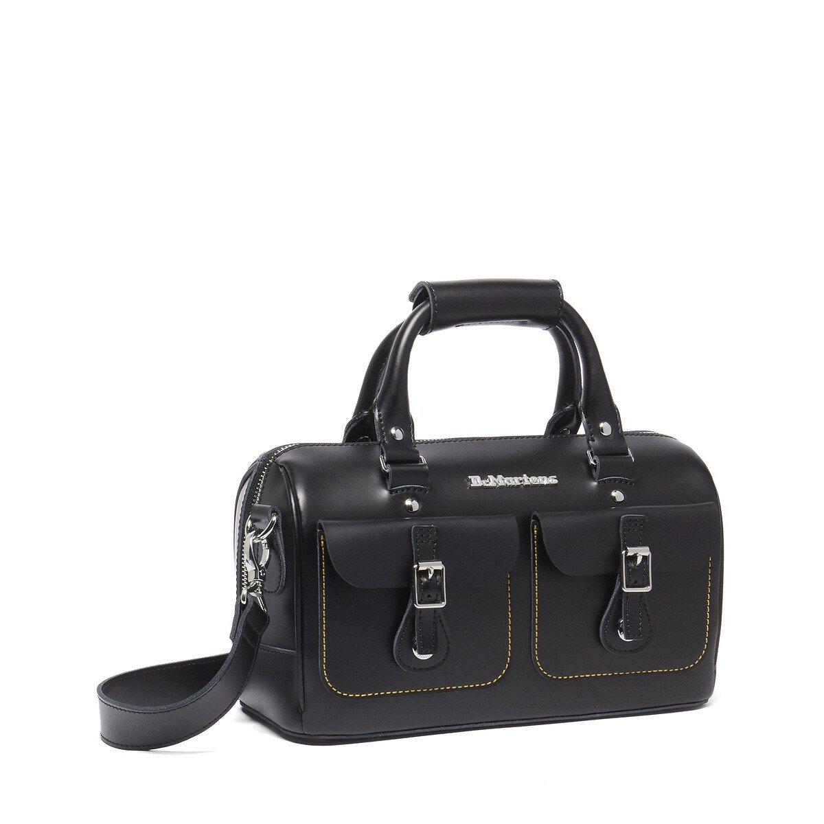 Sac à main en cuir noir, DR. MARTENS