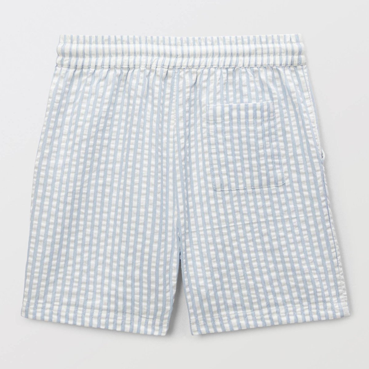 Short élastiqué seersucker rayé en coton BIO GOTS ecru, MONOPRIX