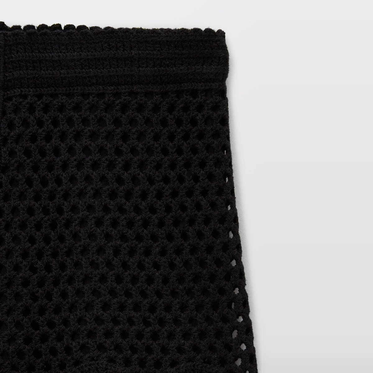 Short en crochet en coton noir, MONOPRIX