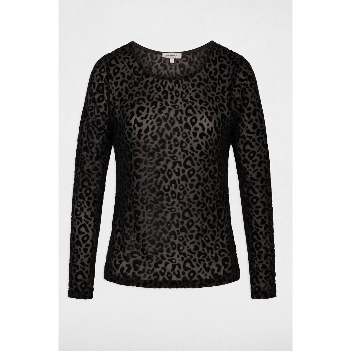 T-shirt cintré col rond noir, MORGAN
